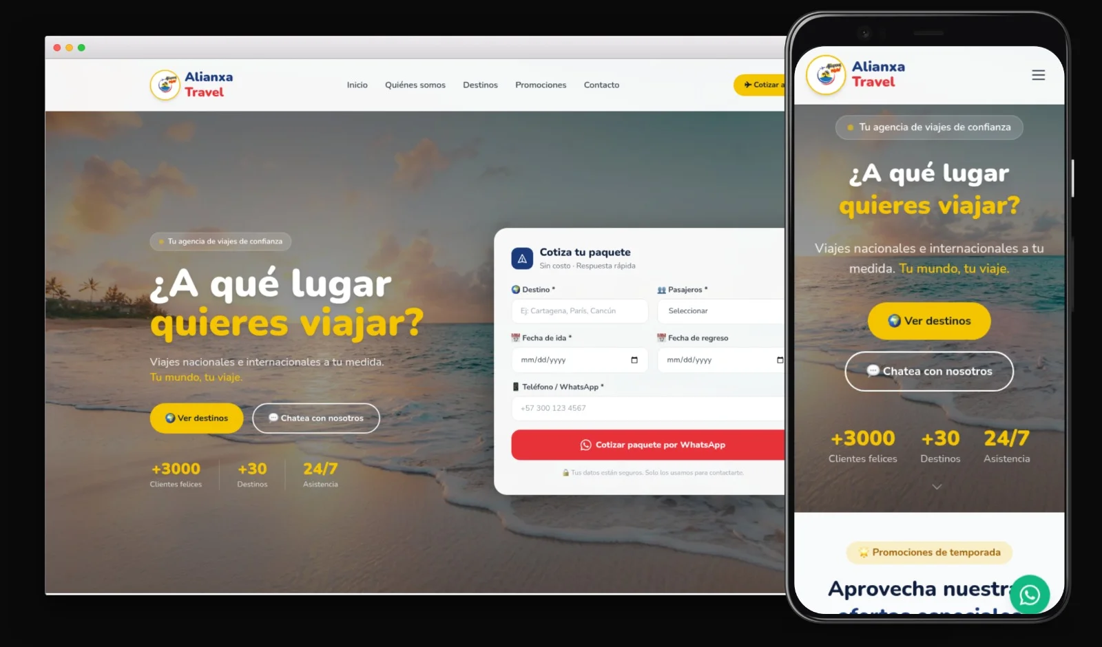 Mockup de Alianxa Travel